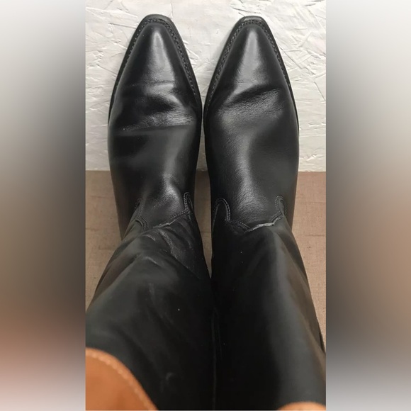 Vintage Wrangler Women's Riding Boots Black Brown Leather Size 8.5M Made in USA - Picture 12 of 16